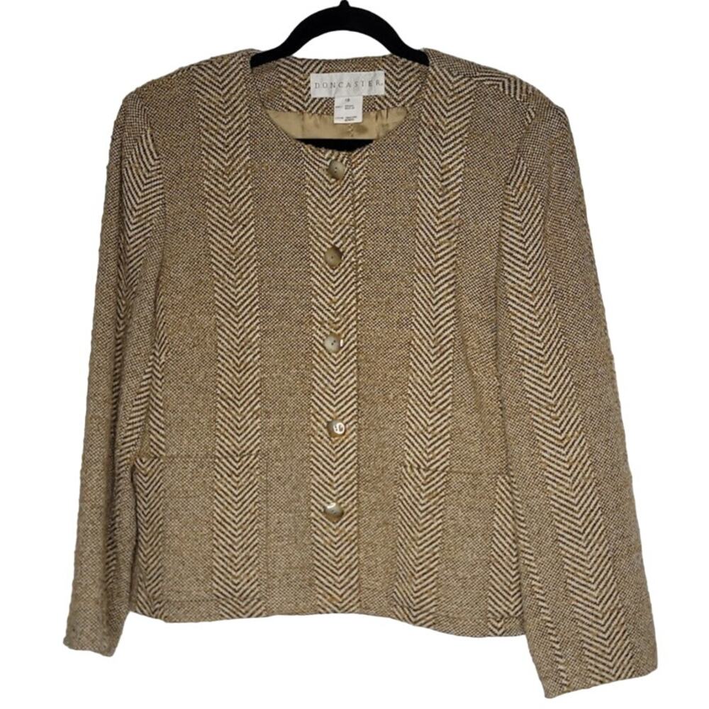 Doncaster Womens Size 18 Blazer Harris tweed Vintage Lined Button closure Wool